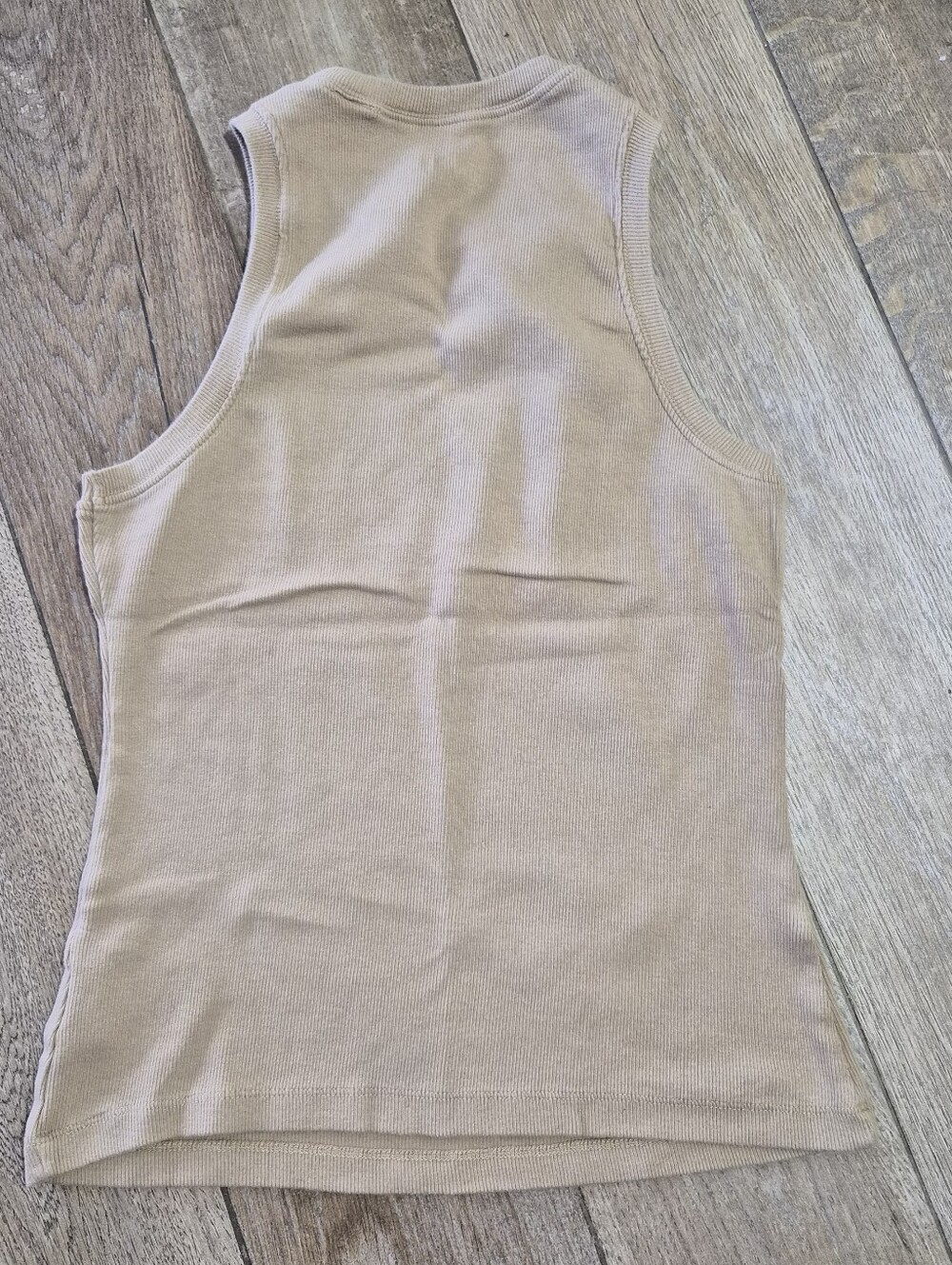 Shyanne Womens Rhinestone Icon Rib Knit Graphic Khaki Tank Top Size XS - Picture 6 of 6